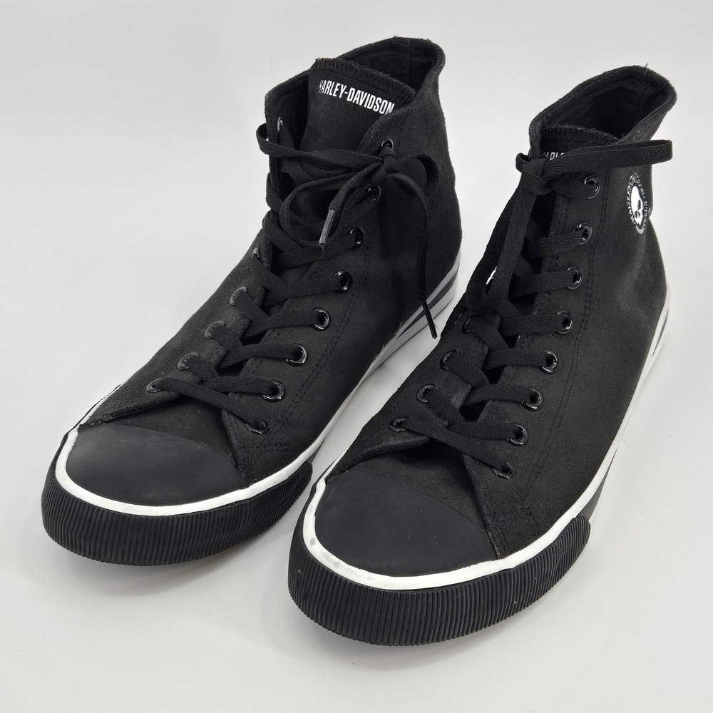 Harley-Davidson Baxter Black Canvas High Top Sneakers Men's 11.5 Skull Logo